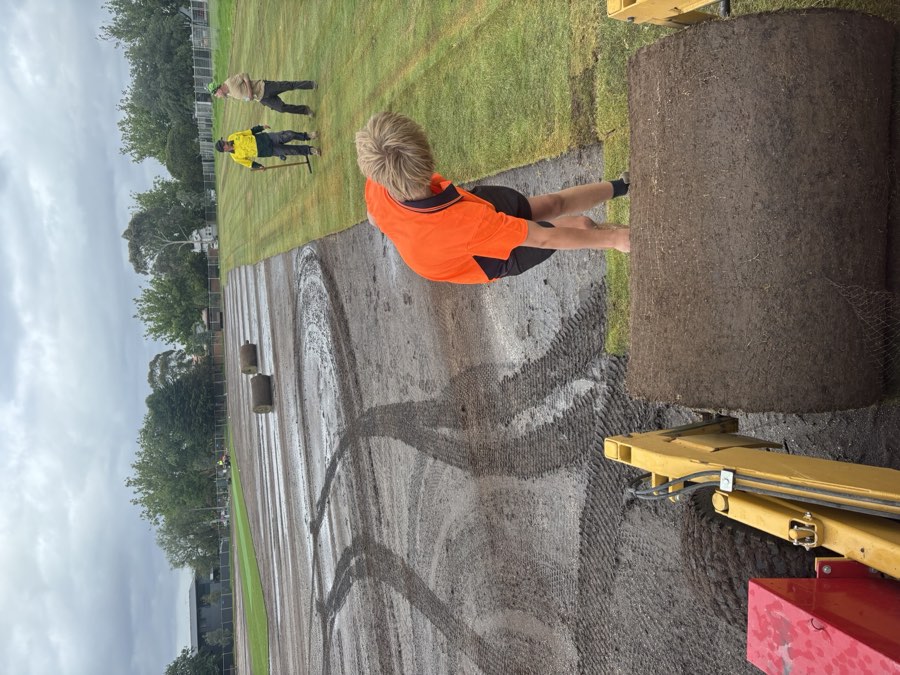 Gibsons Turf team laying turf on site