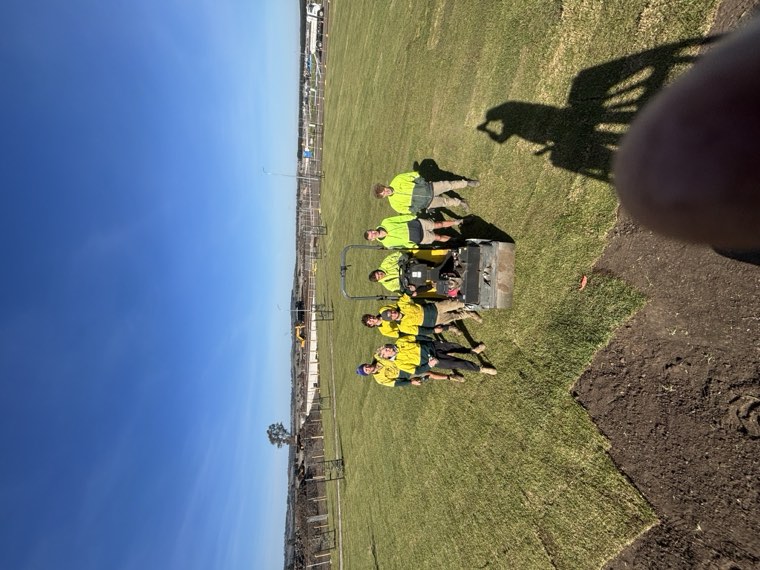 Gibsons Turf crew on a large-volume delivery and install